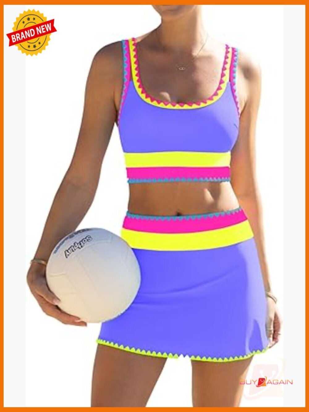 High Waisted Bikini Set with Skirt Tummy Control 3 Piece